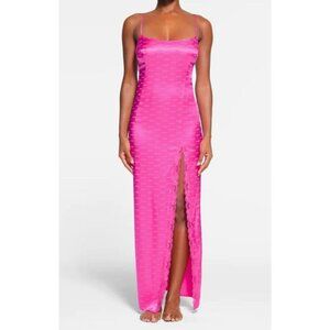 Skims Jacquard Lace Long Slip Dress in hot pink Size Small